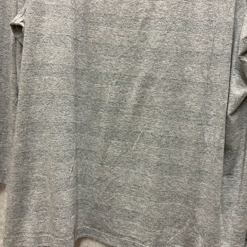Talbots Woman's Gray Metallic Striped Top Long Sleeve Size 3XP Rayon Blend - Picture 4 of 9